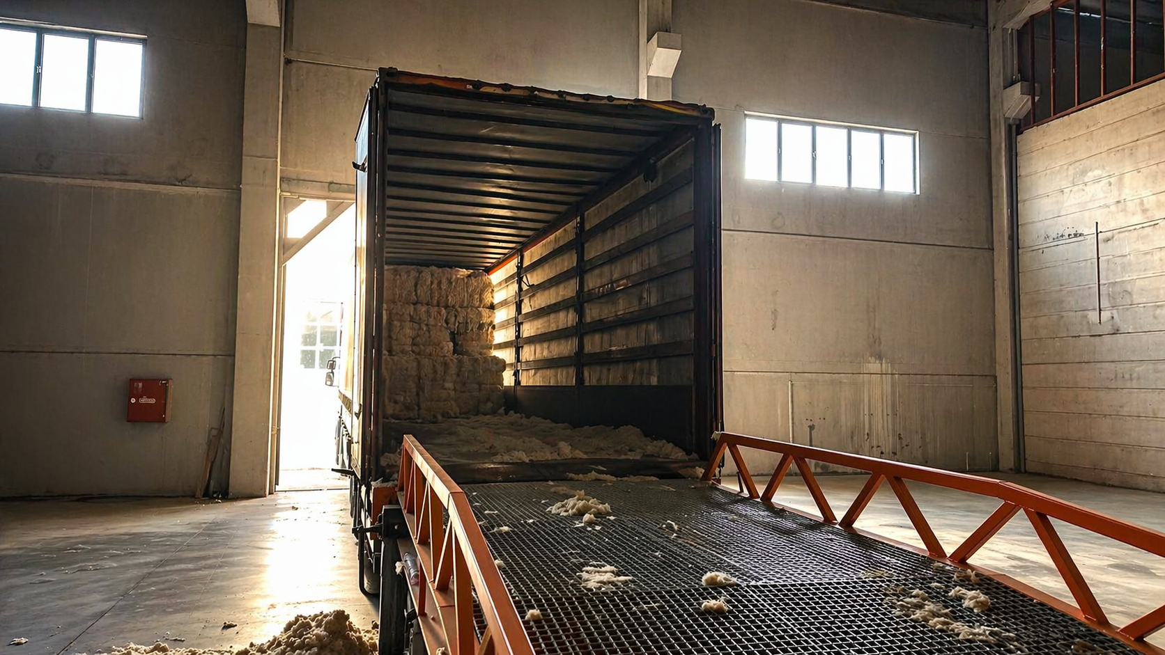 Loading and unloading operations with a portable ramp.